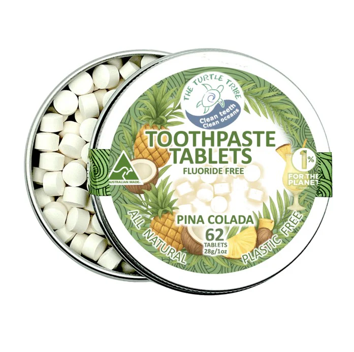 The Turtle Tribe Toothpaste Tablets Pina Colada Fluoride-free 62pce - Box of 10