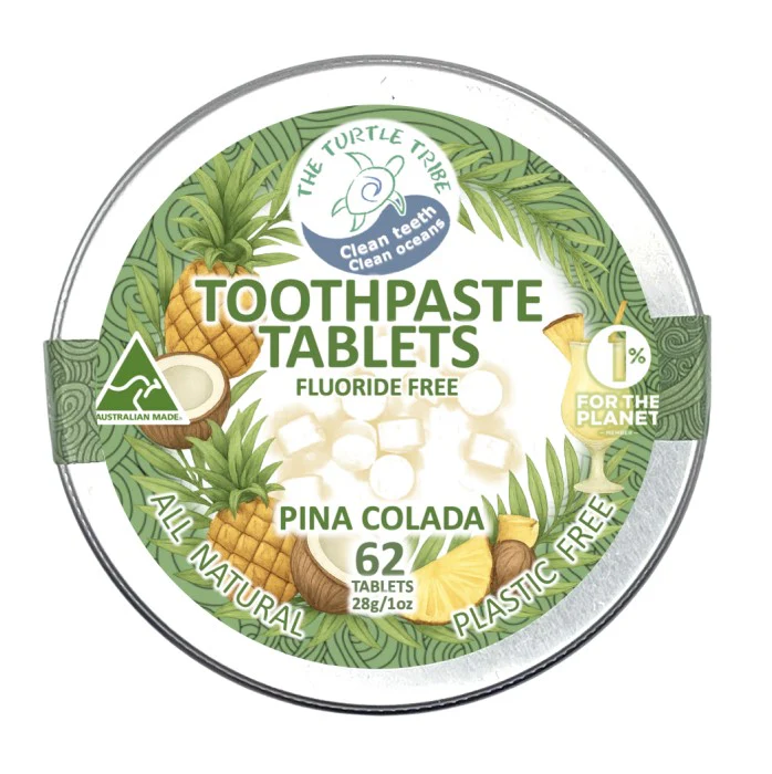 The Turtle Tribe Toothpaste Tablets Pina Colada Fluoride-free 62pce - Box of 10 - Image 2