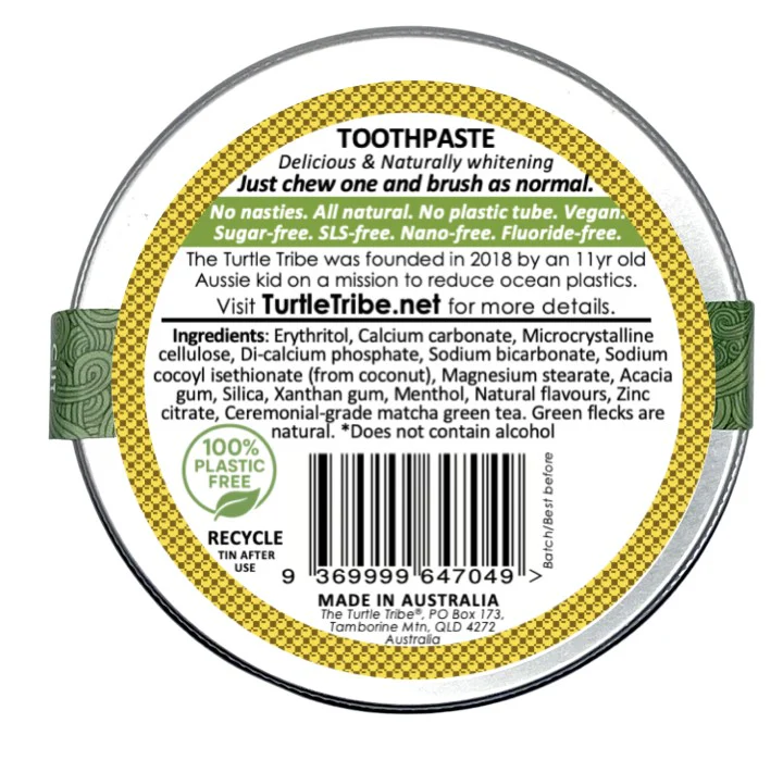 The Turtle Tribe Toothpaste Tablets Pina Colada Fluoride-free 62pce - Box of 10 - Image 3