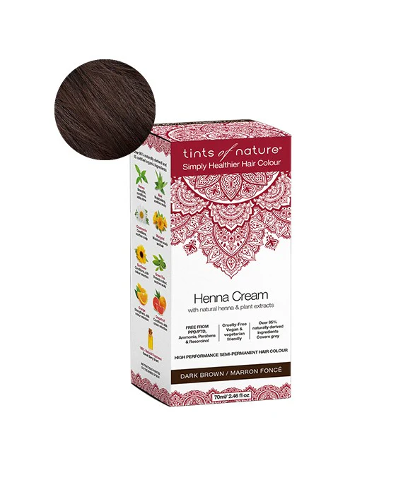 Tints of Nature Semi-Permanent Hair Dye Henna Cream Dark Brown