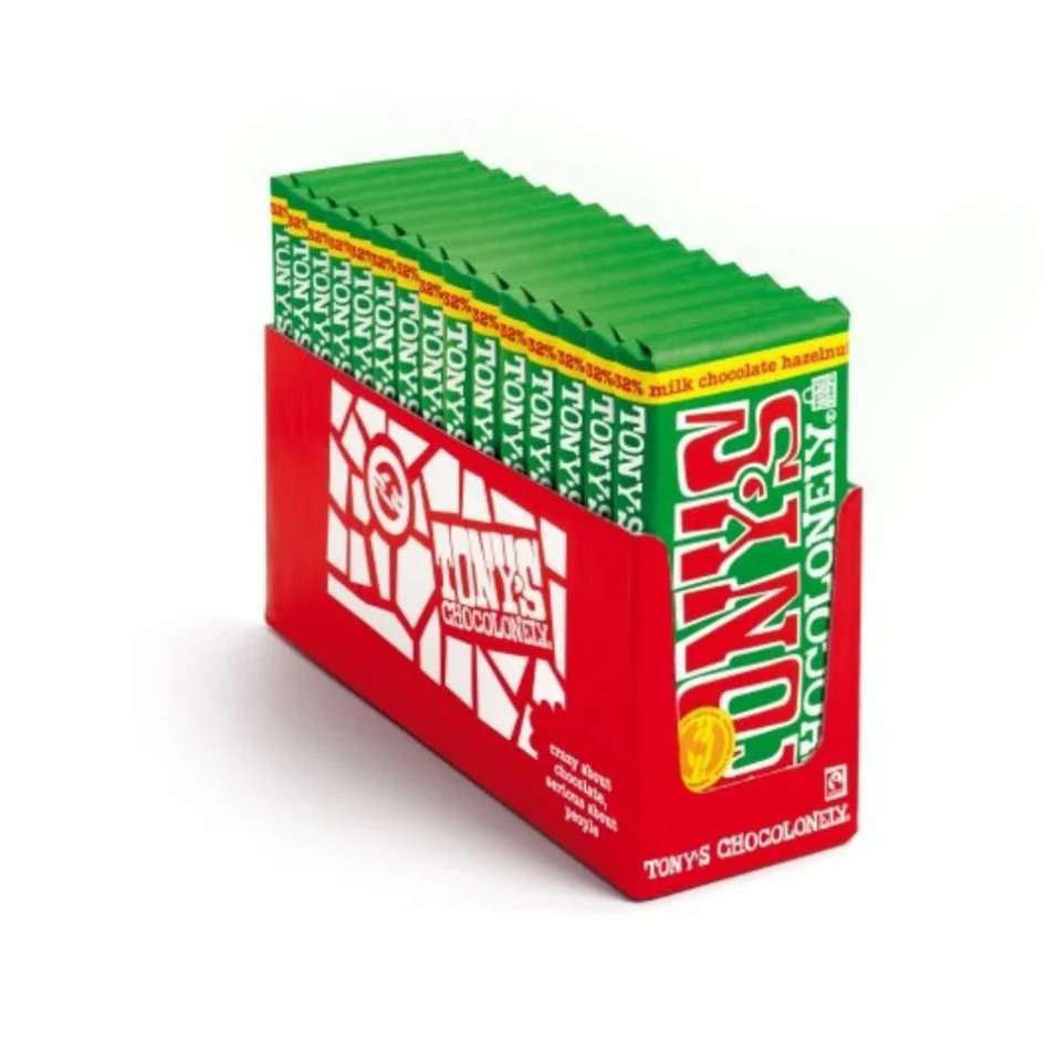 Tony's Chocolonely Milk Hazelnut 180g - Box of 15