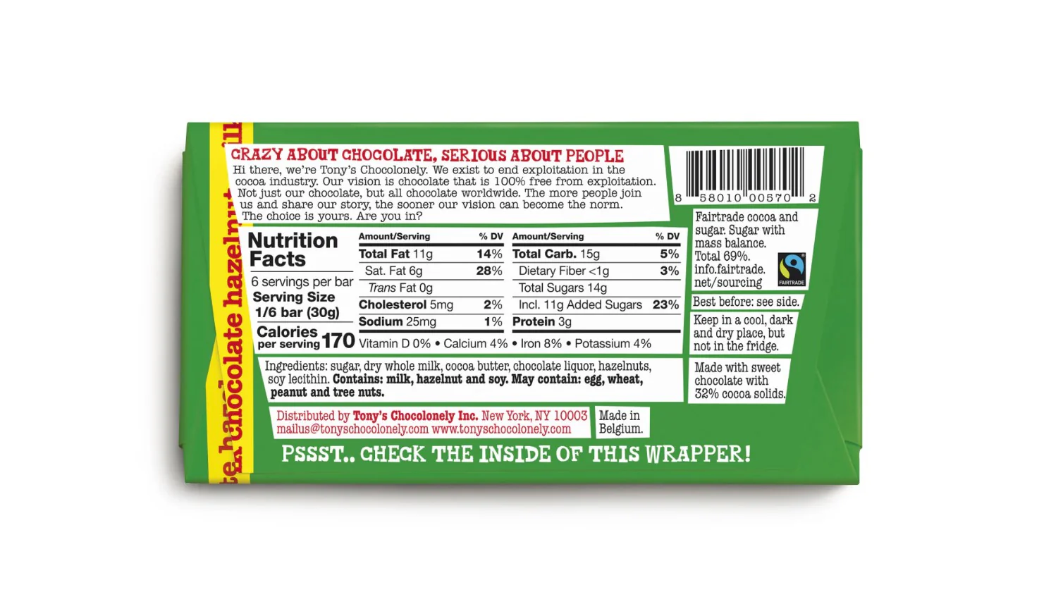 Tony's Chocolonely Milk Hazelnut 180g - Box of 15 - Image 3