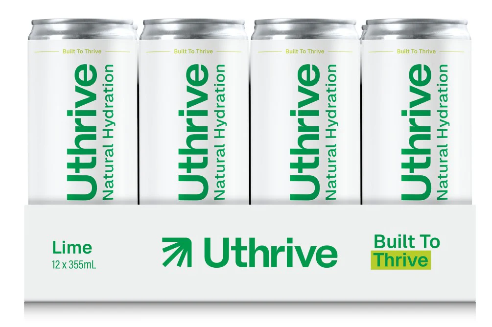 Uthrive Natural Hydration Lime Carbonated 355ml - Box of 12