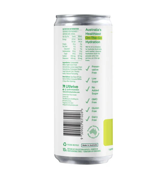 Uthrive Natural Hydration Lime Carbonated 355ml - Box of 12 - Image 3