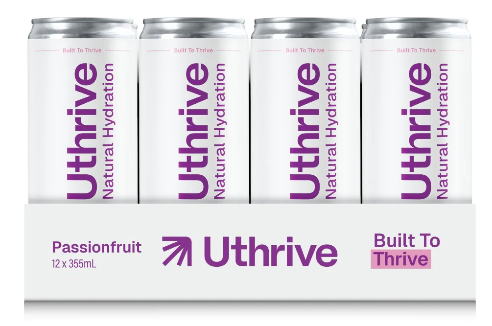 Uthrive Natural Hydration Passionfruit Carbonated 355ml - Box of 12