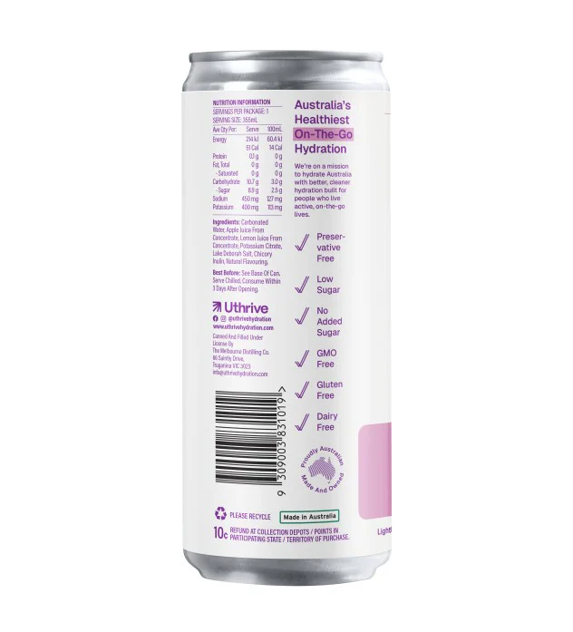 Uthrive Natural Hydration Passionfruit Carbonated 355ml - Box of 12 - Image 3