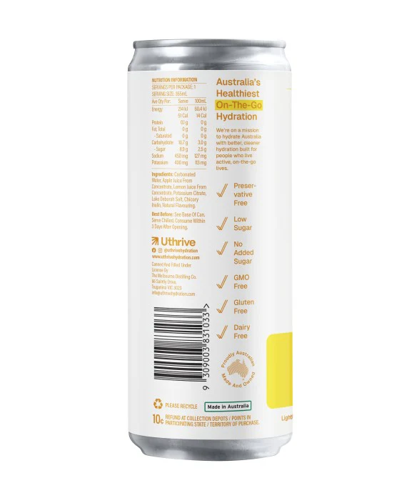 Uthrive Natural Hydration Pineapple Carbonated 355ml - Box of 12 - Image 3