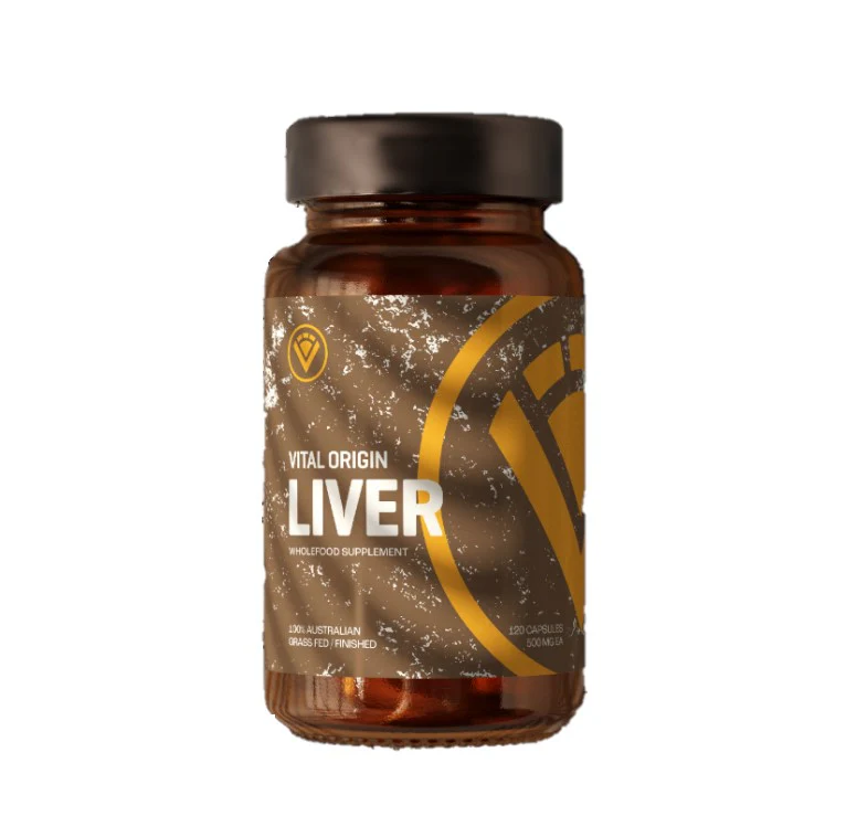 Vital Origin Beef Liver Capsules Glass Bottle 120 capsules
