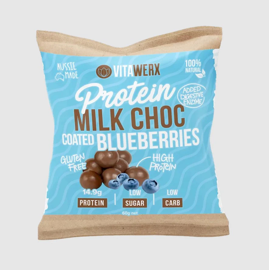 Vitawerx Protein Milk Chocolate Coated Blueberry 60g - Box of 10