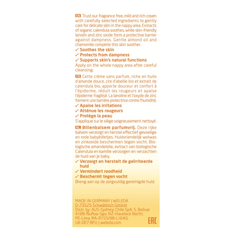 Weleda Calendula Nappy Change Cream Fragrance free 75ml - Image 3