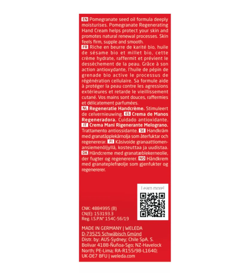 Weleda Regenerating Hand Cream Pomegranate 50ml - Image 4