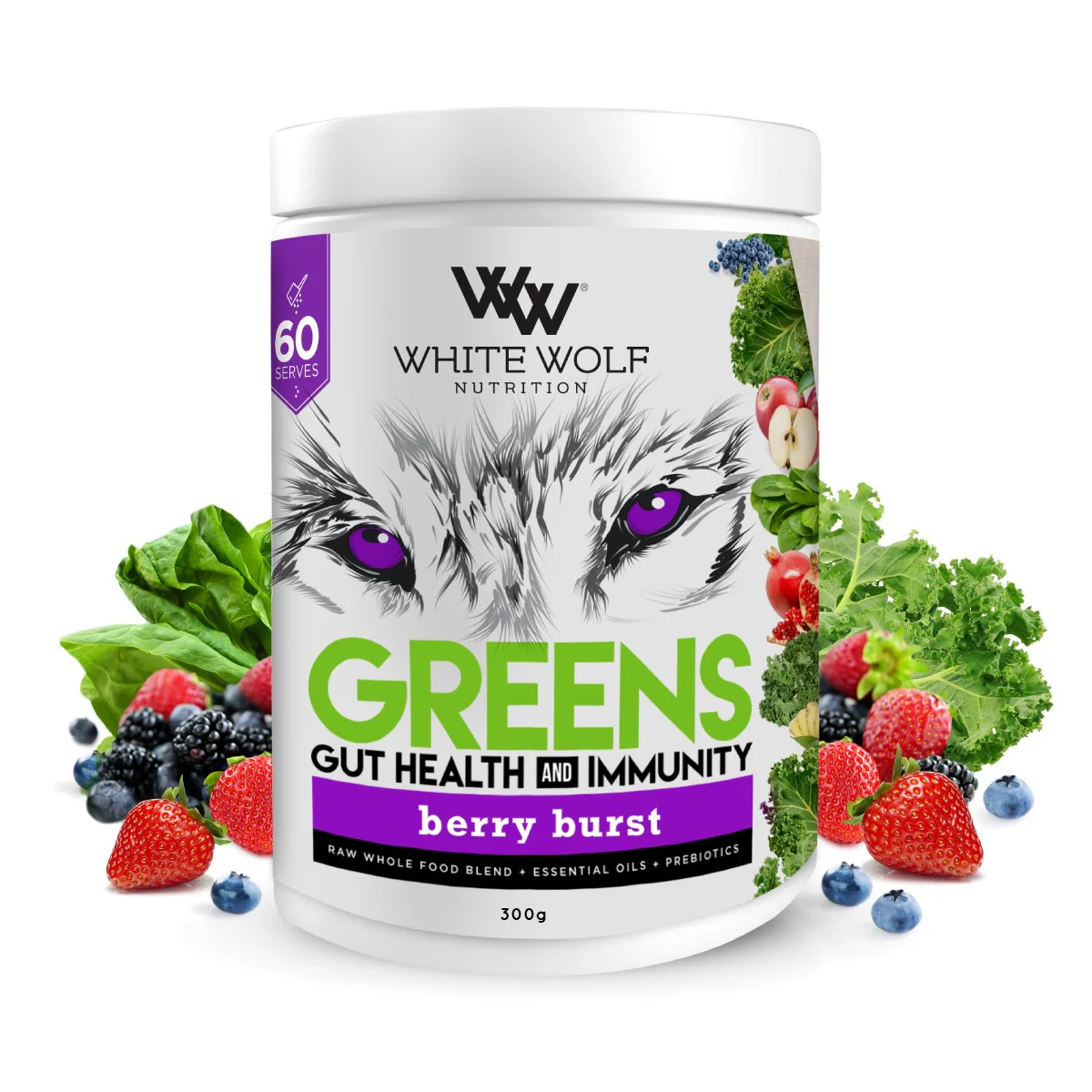 White Wolf Nutrition Berry Burst Greens + immunity Super Blend - Image 2