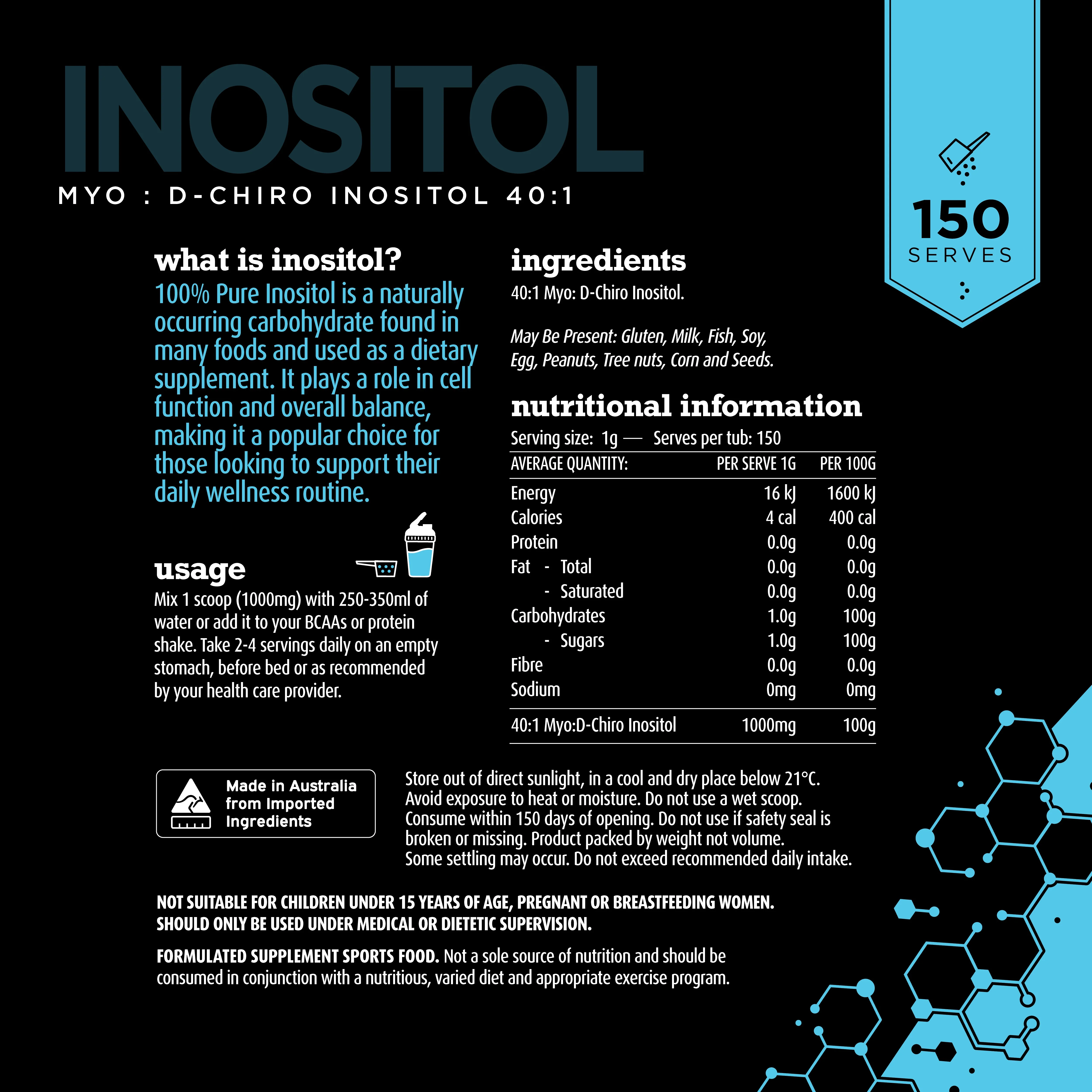 White Wolf Nutrition Pure Inositol 150g - Image 4