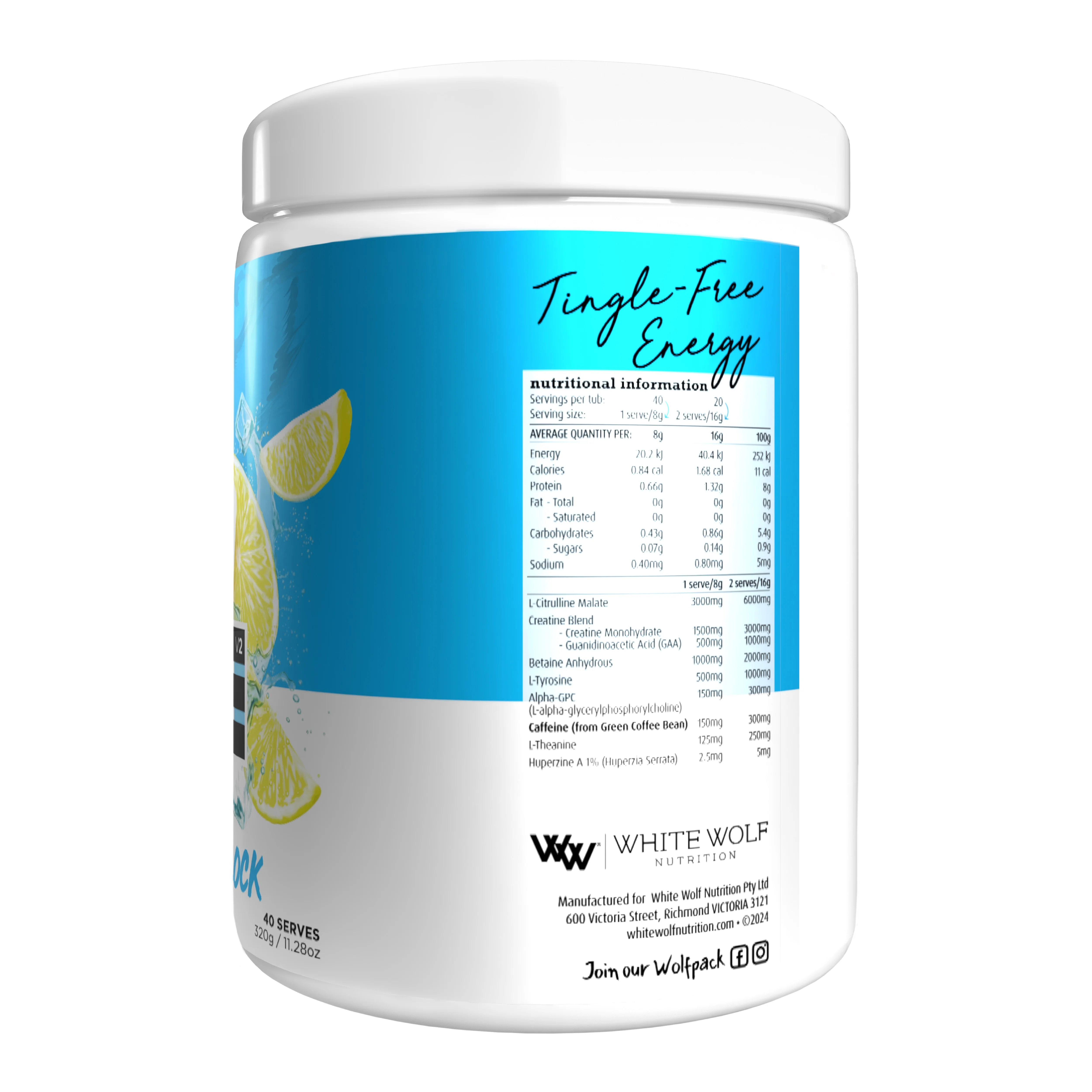 White Wolf Nutrition Tingle Free PR3 Lemonade Ice Block 320g - Image 3