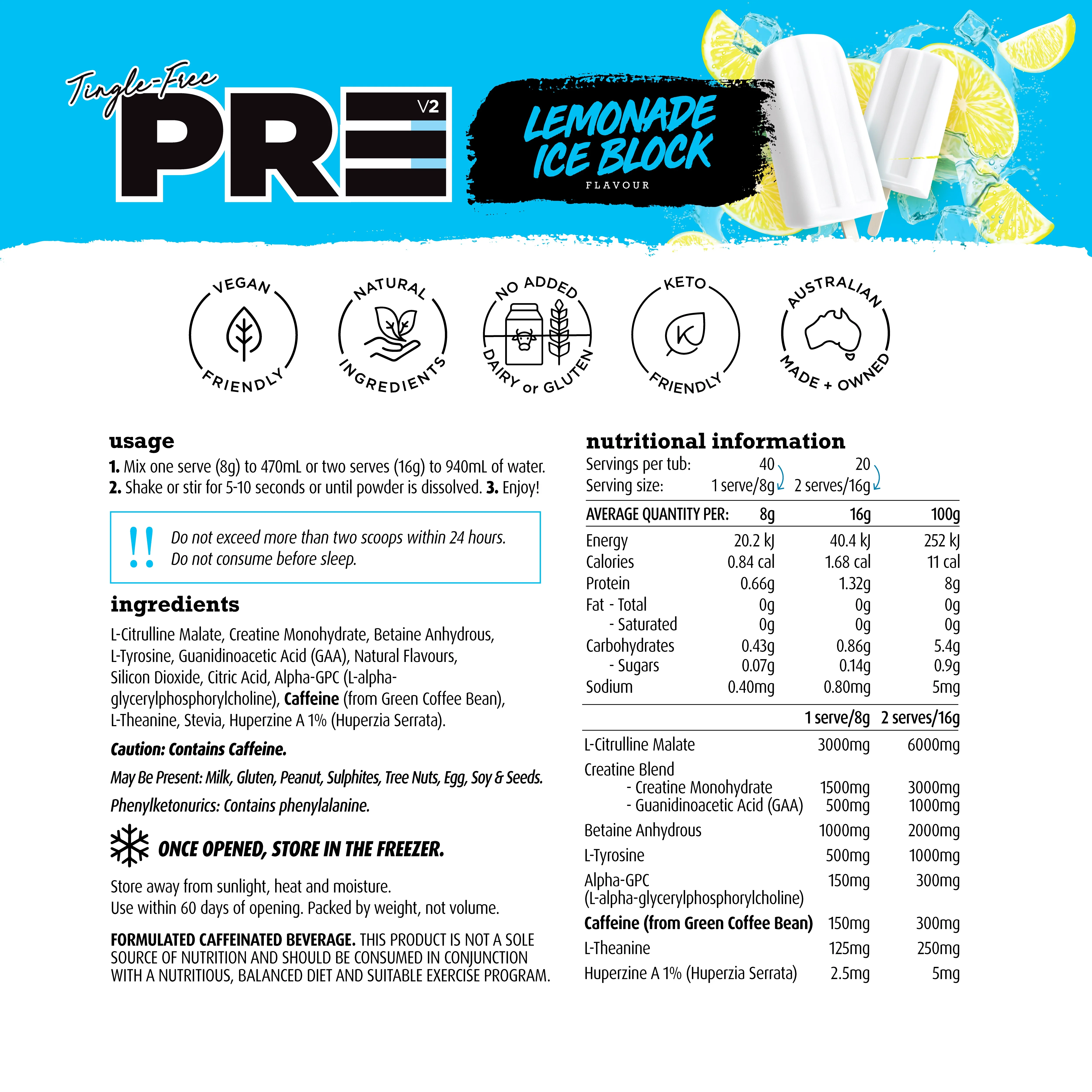 White Wolf Nutrition Tingle Free PR3 Lemonade Ice Block 320g - Image 5