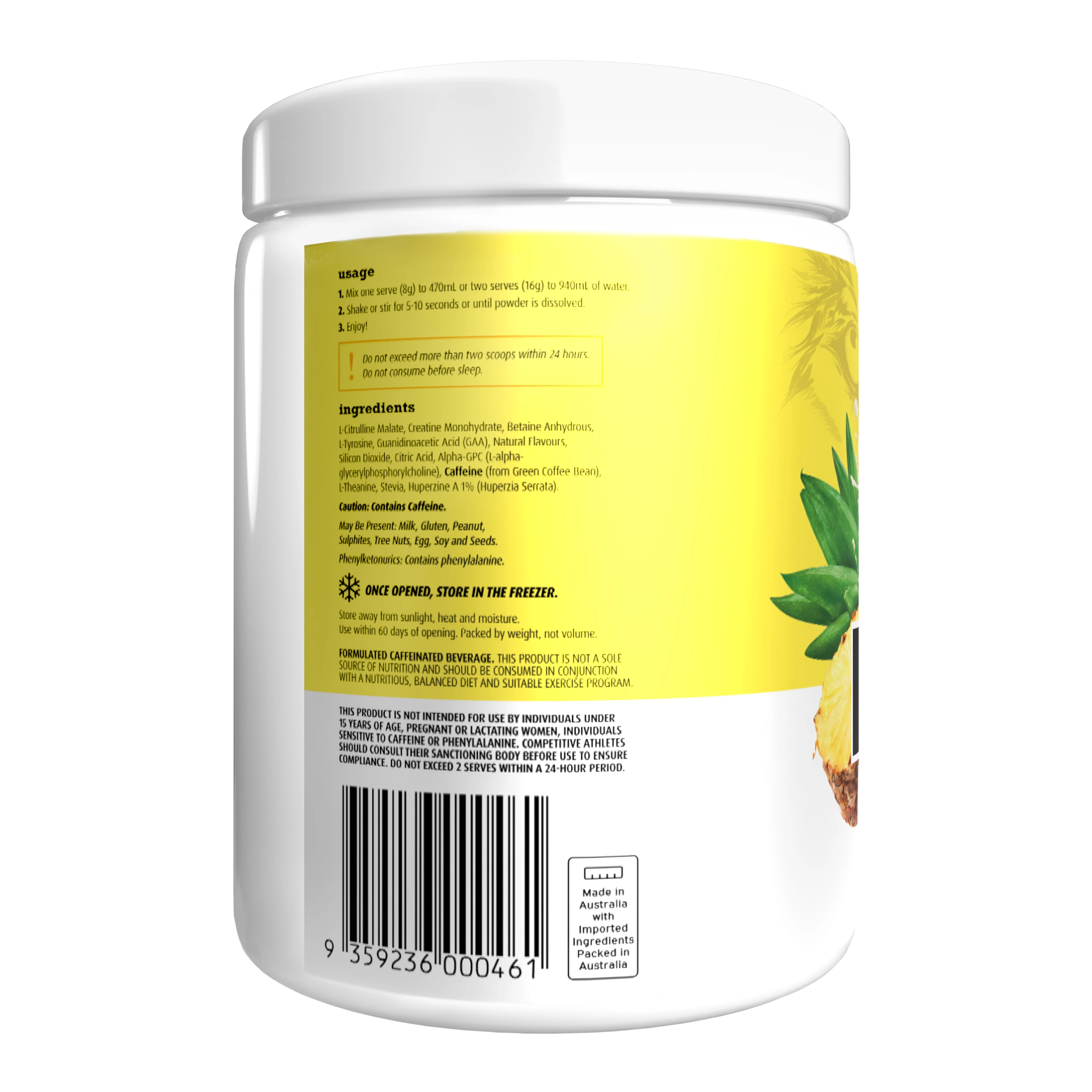 White Wolf Nutrition Tingle Free PR3 Pina Colada 320g - Image 3
