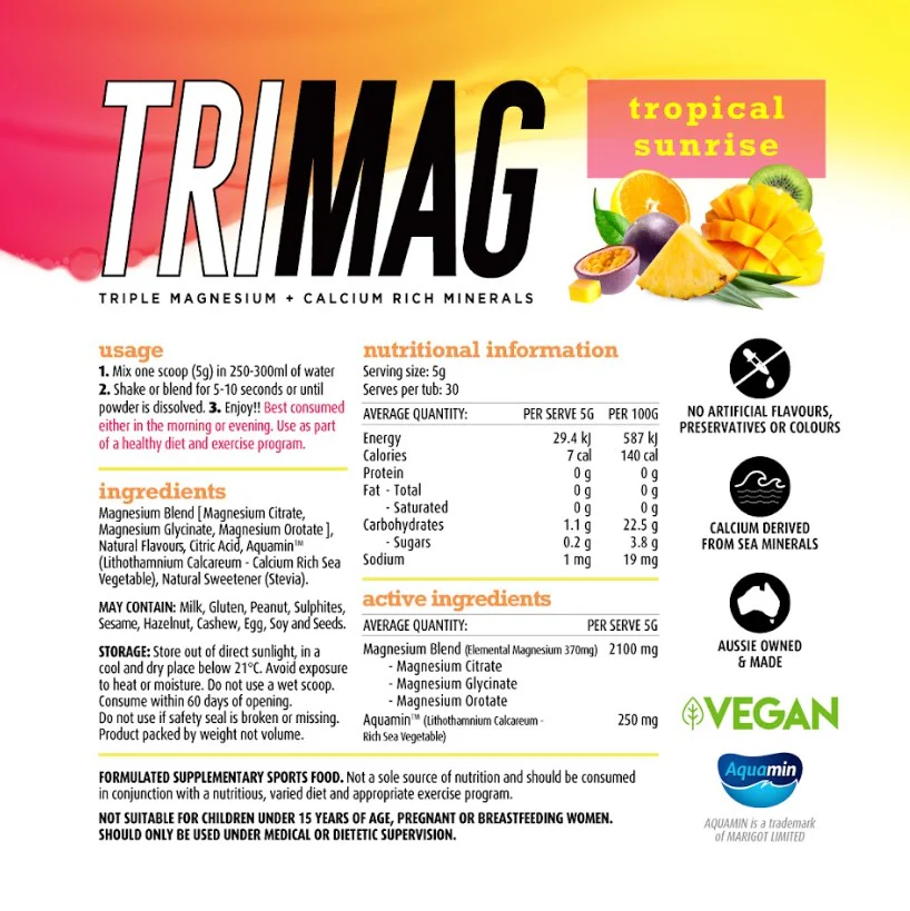 White Wolf Nutrition Tri-Mag Tropical Sunrise 150g - Image 2