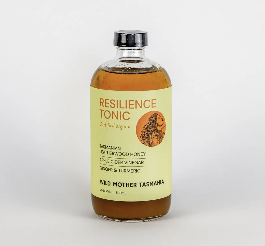 Wild Mother Tasmania Leatherwood Honey Organic Ginger Turmeric Apple Cider Vinegar 500ml