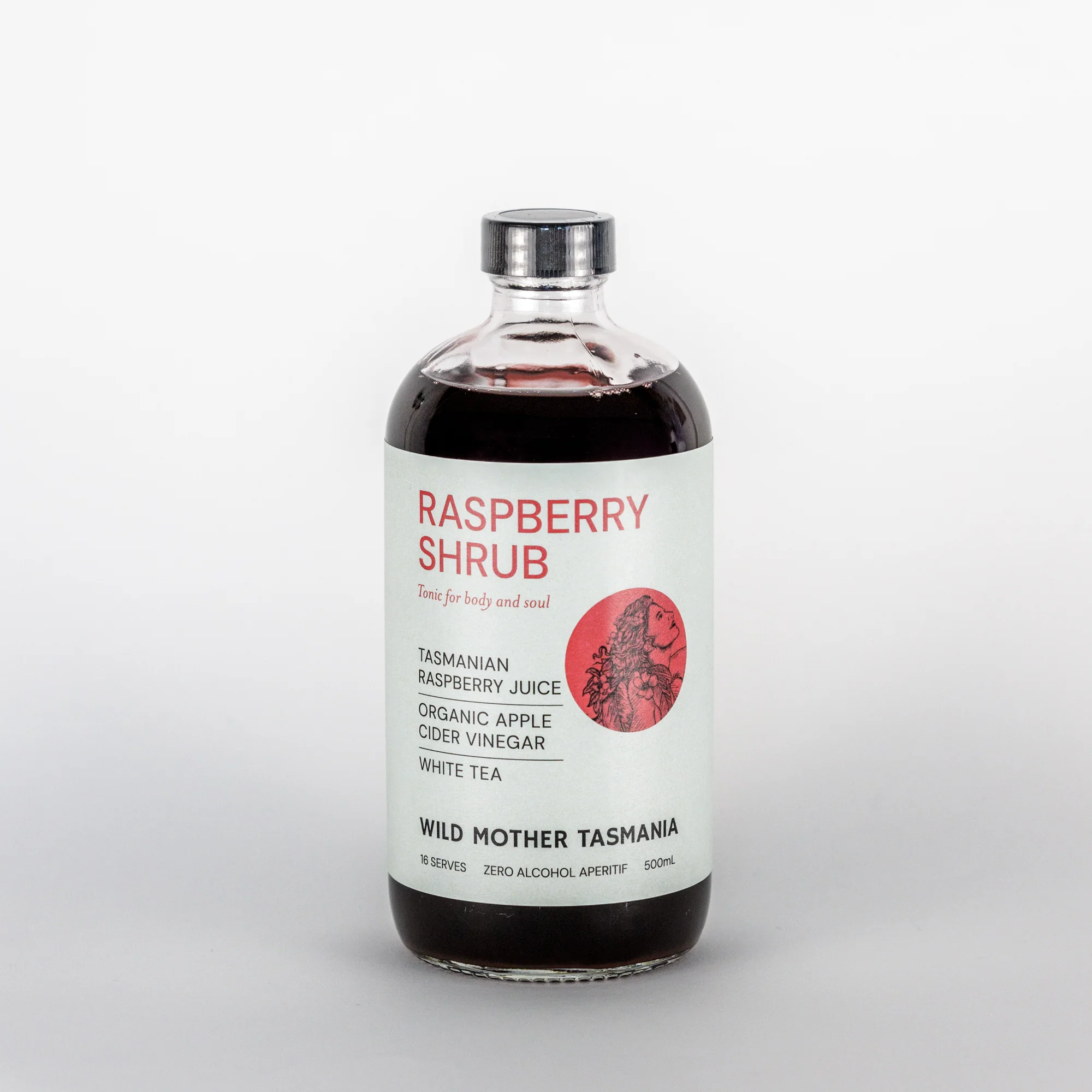 Wild Mother Tasmania Raspberry Shrub White Tea Organic Apple Cider Vinegar 500ml