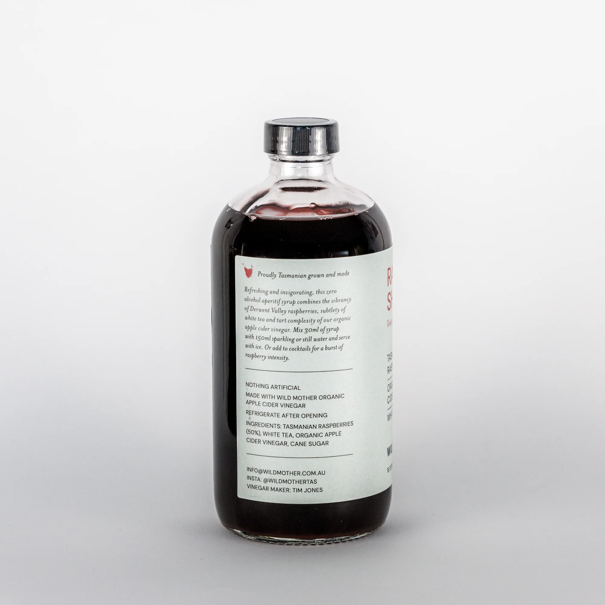 Wild Mother Tasmania Raspberry Shrub White Tea Organic Apple Cider Vinegar 500ml - Image 2