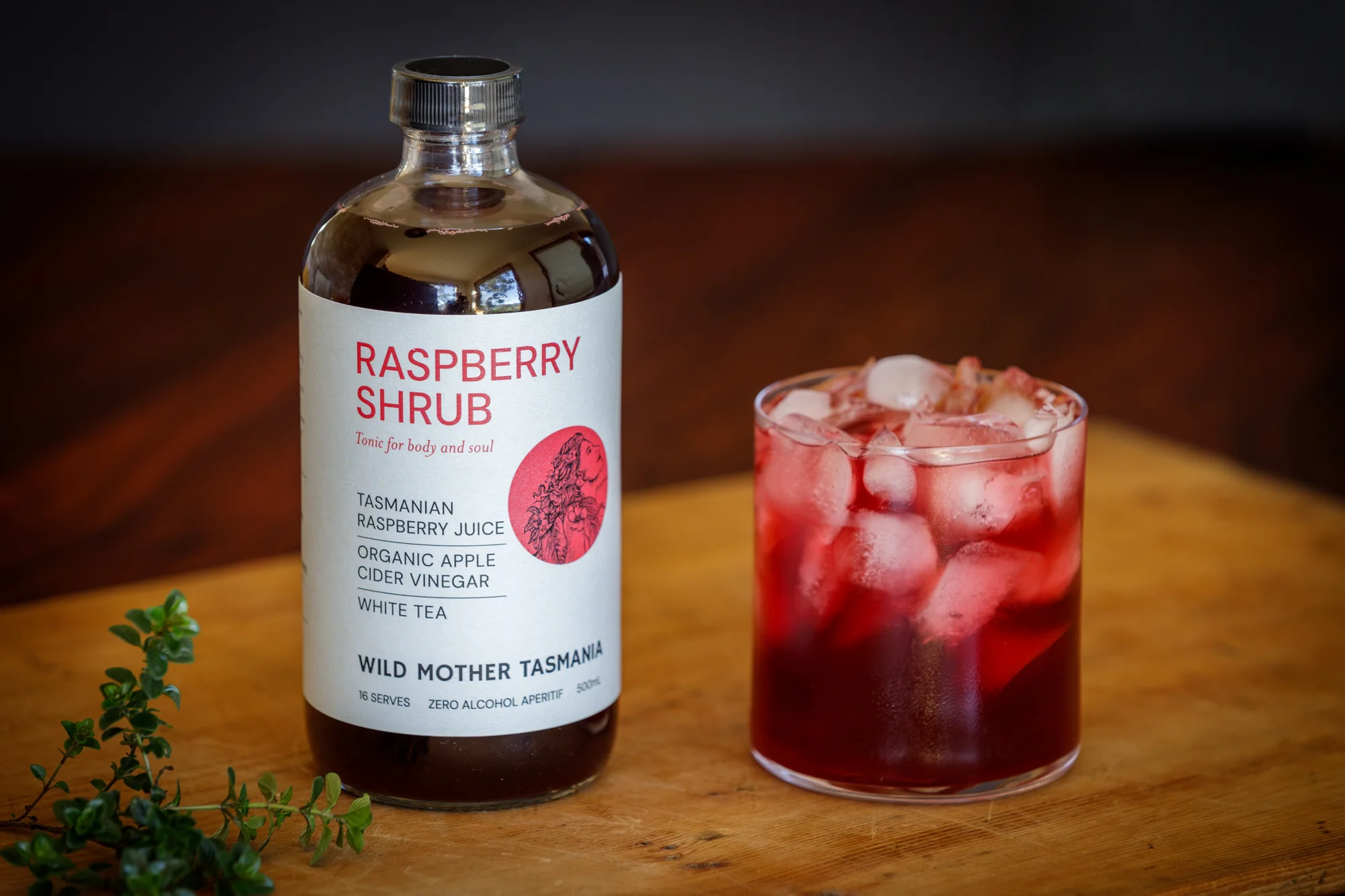 Wild Mother Tasmania Raspberry Shrub White Tea Organic Apple Cider Vinegar 500ml - Image 4